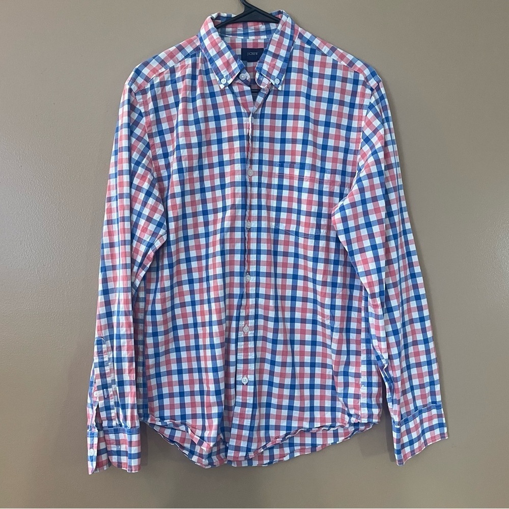 J Crew men’s pink and blue stripped button down size medium